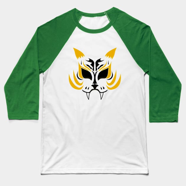 Kitsune Face - Gold Baseball T-Shirt by ChrisOConnell